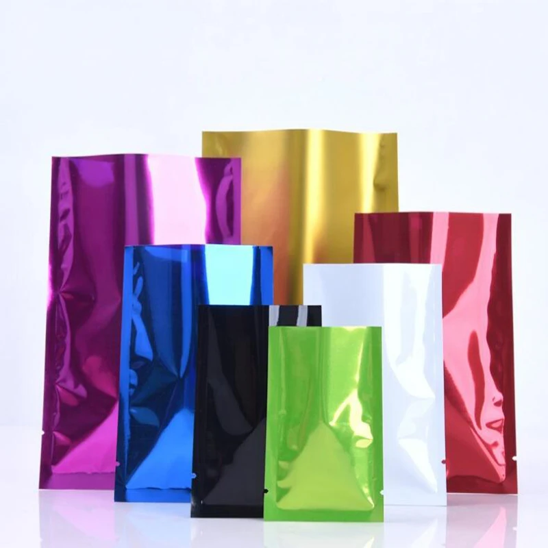 

100pcs/Lot Bags Food Coffee Packaging Mylar Aluminum Foil Sample Pouches Open Top Colorful Nuts Vacuum Storage Candy Bags Gifts
