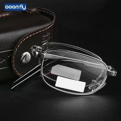 Seemfly Foldable Men Reading Glasses Portable Women Presbyopic Eyeglasses Ultralight Folding Eyewear With Box +0.5 0.75 1.25 4.0