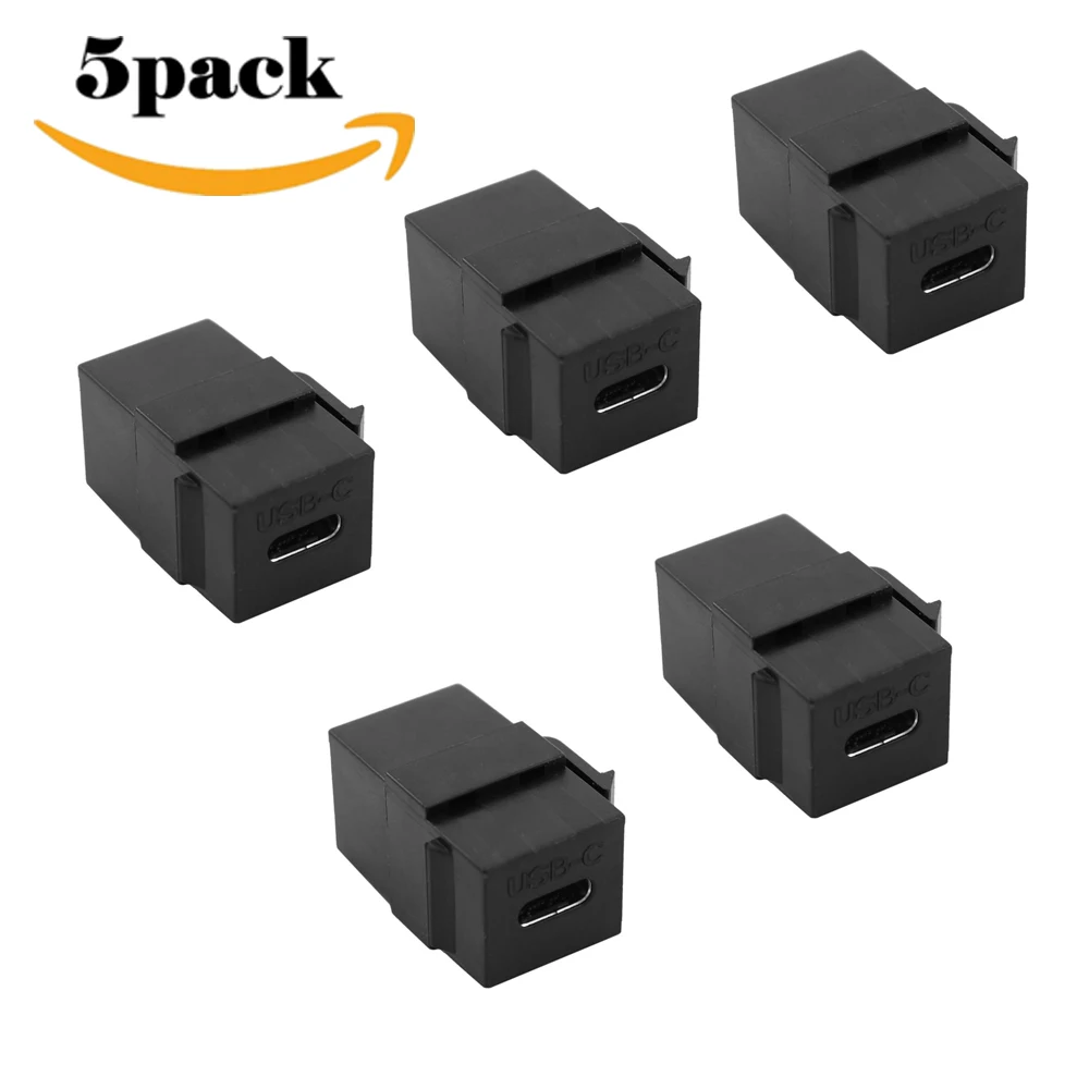 2Pack/5Pack Usb 3.1 Type-C Connector Muur Trapeziumvormige Plug-In Stopcontact Adapter Type-C Module Adapter Muurbevestiging