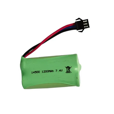 แบตเตอรี่ Li-Ion 7.4 V สำหรับไฟฟ้าของเล่น Bullet ปืนอะไหล่2S 7.4 V 1200Mah 14500แบตเตอรี่สำหรับของเล่น RC รถถังหุ่นยนต์