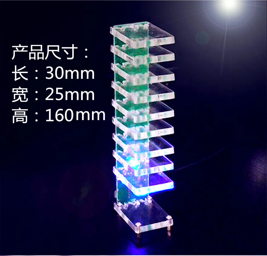 การควบคุมเสียงอิเล็กทรอนิกส์คริสตัลคอลัมน์ทำ Cubic LED DIY ผลิตเสียงเพลง Spectrum อะไหล่ชุด