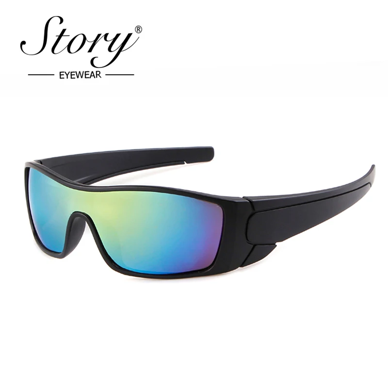 

STORY 2018 Outdoor Sport Sunglasses Men Goggles Brand Designer Retro One Piece Rectangle Sun Glasses Sprot Eyewear Male Shades