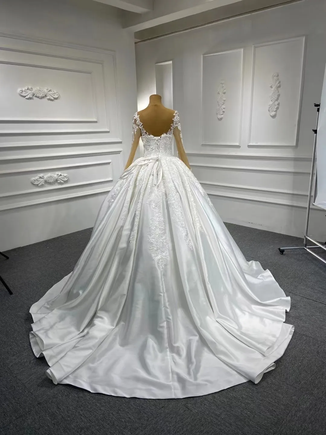 Rsm coleção 2021 turco frisado cristal cetim vestidos de casamento dubai árabe manga longa vestidos noiva vestido oriente médio w