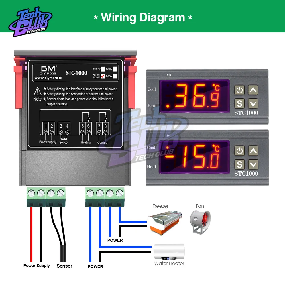 STC-1000 Digital Thermostat Humidistat Humidity Temperature Controller Regulator Thermoregulator Hygrometer Two Relay Output