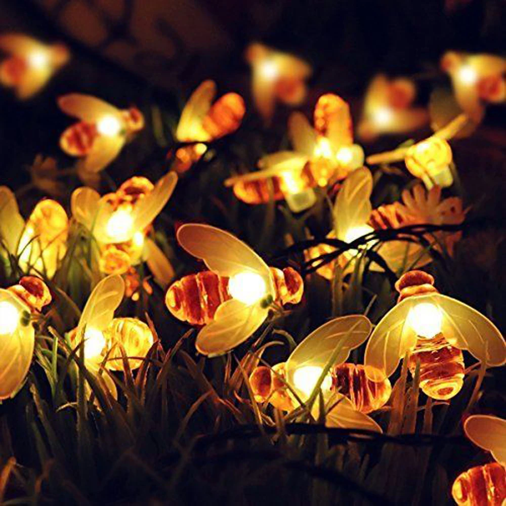 3M 6M LED String Fairy lights Bee Honey Bee Shaped Battery String light 40LEDs Outdoor Festival Party Wedding Decoration