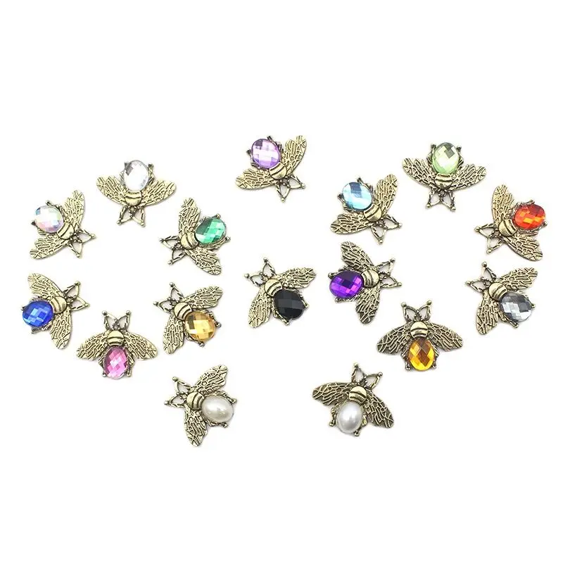 

10Pcs 21*26MM Alloy Insect Acrylic Embellishment Handmade Sewing DIY Buttons For Clothing Wedding Party Decortion Accessories