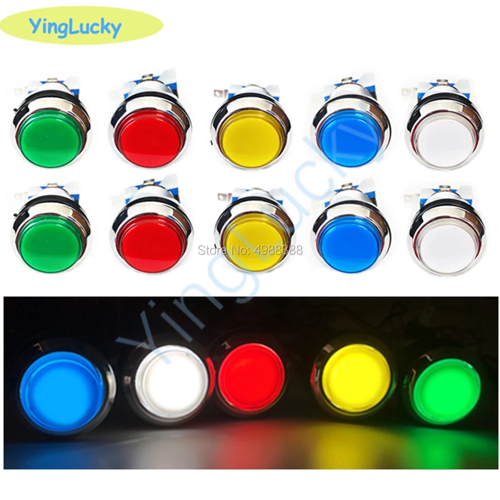 8pcs arcade button 33mm 12v LED silver-plated buttons for arcade game machine cabinet pandora box game accessories