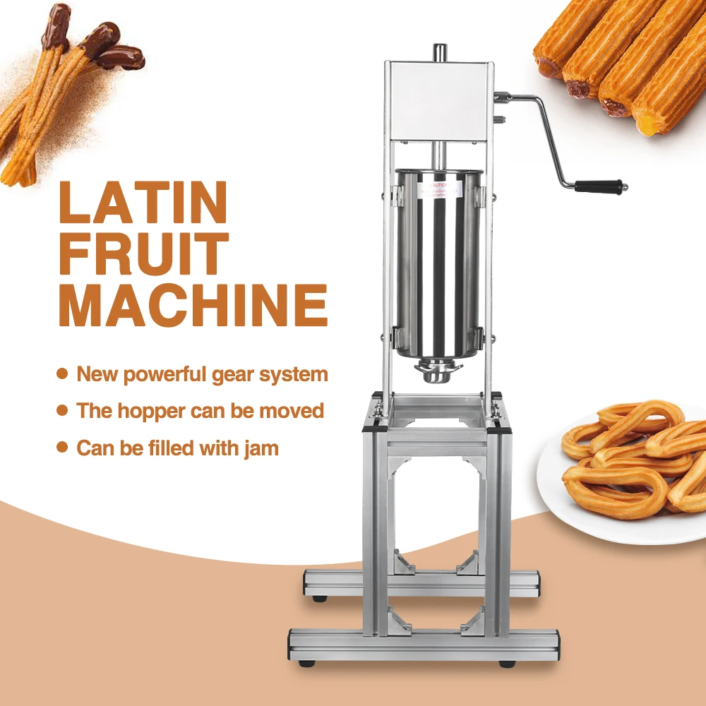 ITOP Commercial 5L Manual Spanish Churros Maker With 3 Nozzles Heavy Duty Churros Machine Filler With 6L Electric Deep Fryer