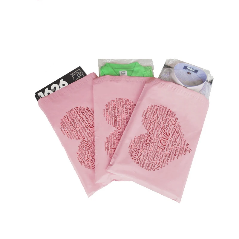 100Pcs 28x42cm Pink Plastic Packaging Bag Love Pattern Courier Bags Waterproof Shipping Mailing Bags Self Adhesive Poly Mailers