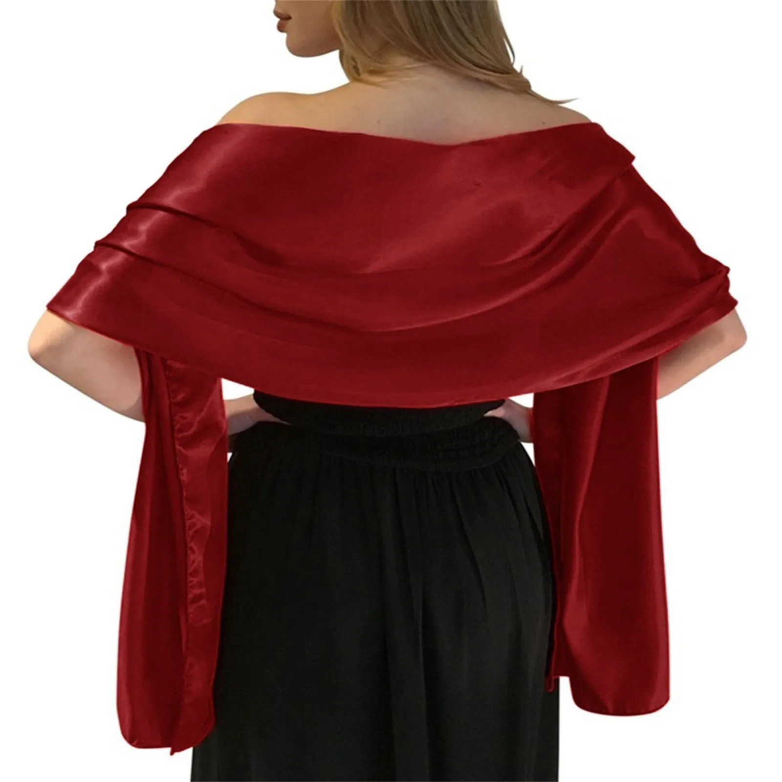 Capa larga de noche para mujer, de Color liso vestido de novia, chal elegante de satén, Bolero para boda, fiesta de Navidad y graduación, 2021