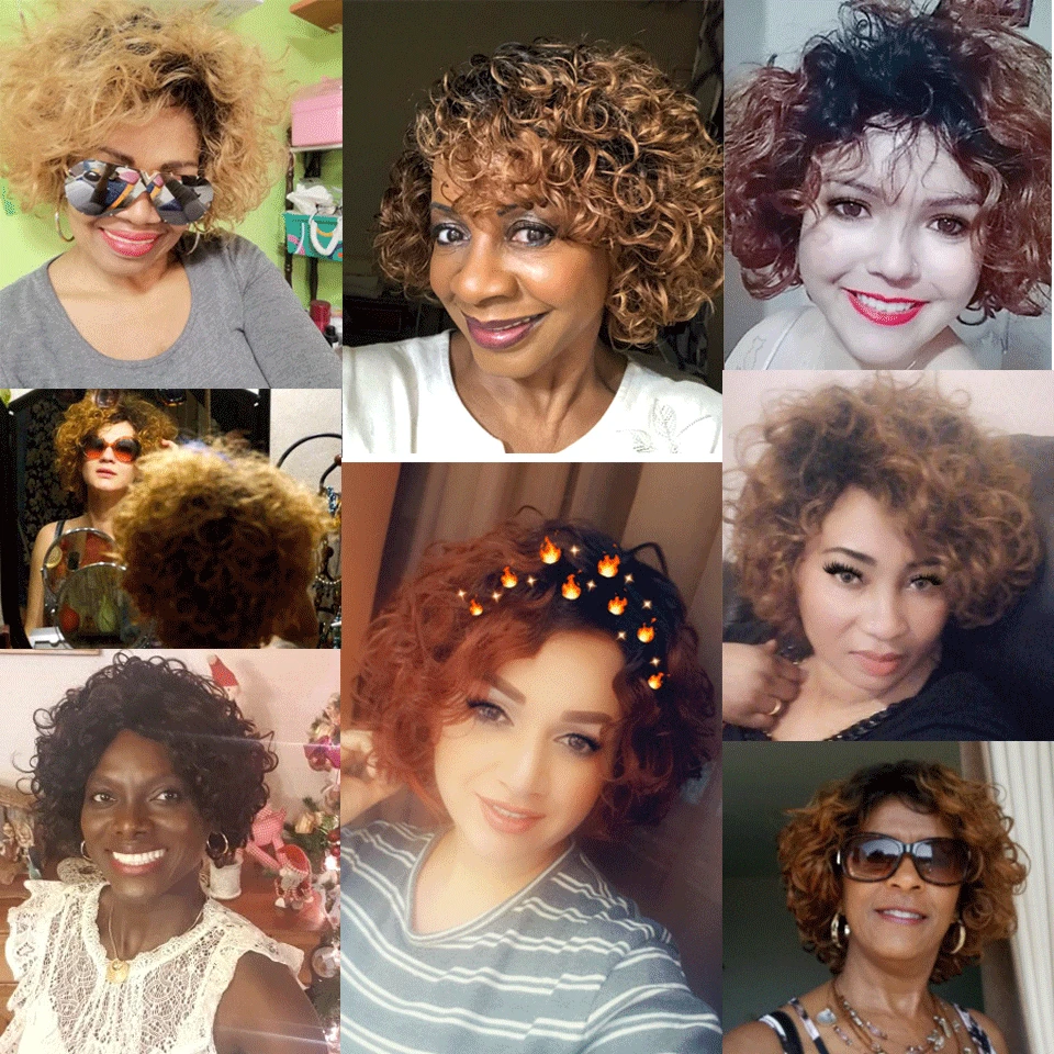 Debut Ombre Short Curly Human Hair Wigs Remy Short Bob Wigs 100% Human Hair Cheap Pixie Cut Human Hair Full Wigs For Black Women