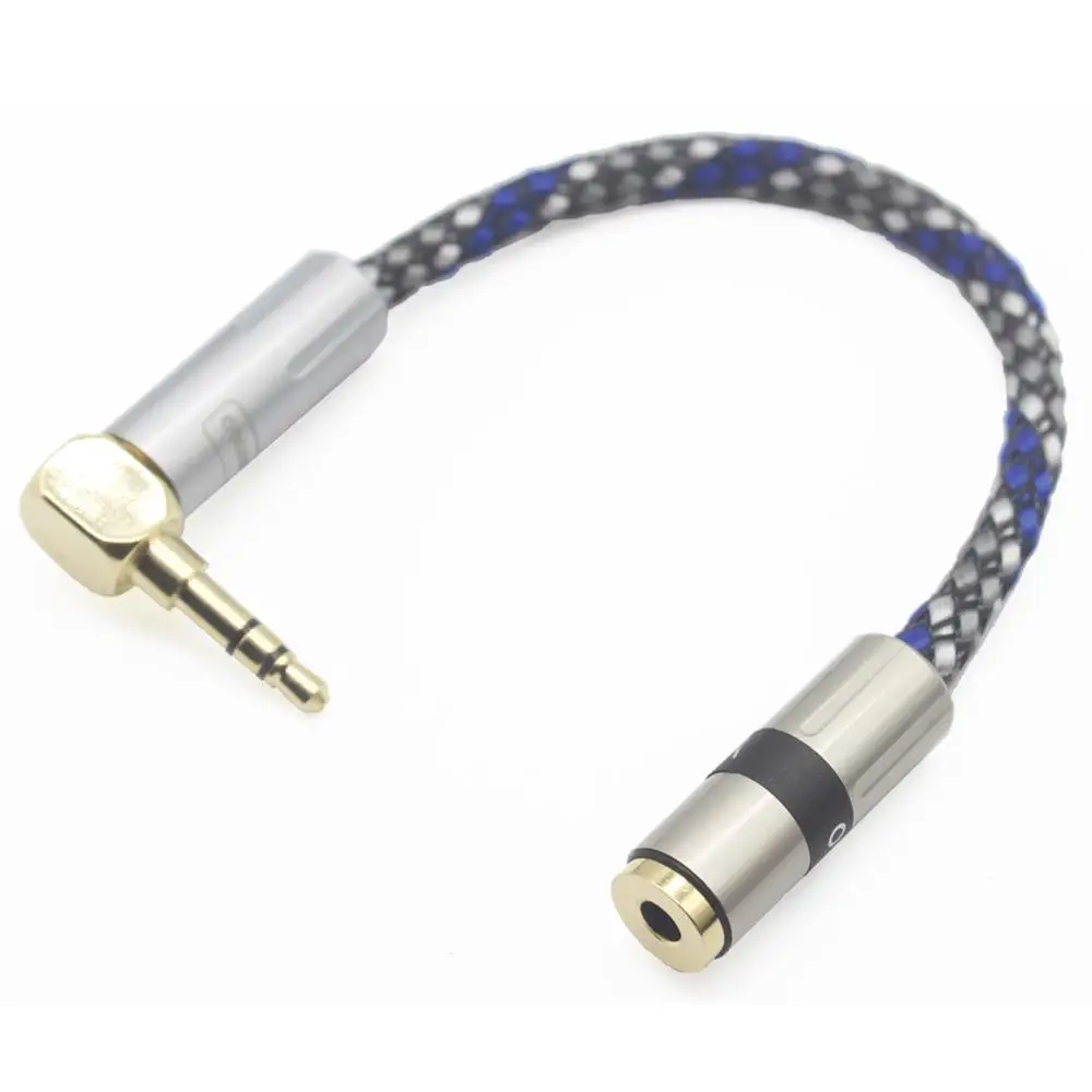 [ 3.5mm Right Angle ] 3.5mm Male to 3.5mm Balanced 4 Pole Female 8 Core Silver Plated Headphone Earphone Audio Adapter Cable New