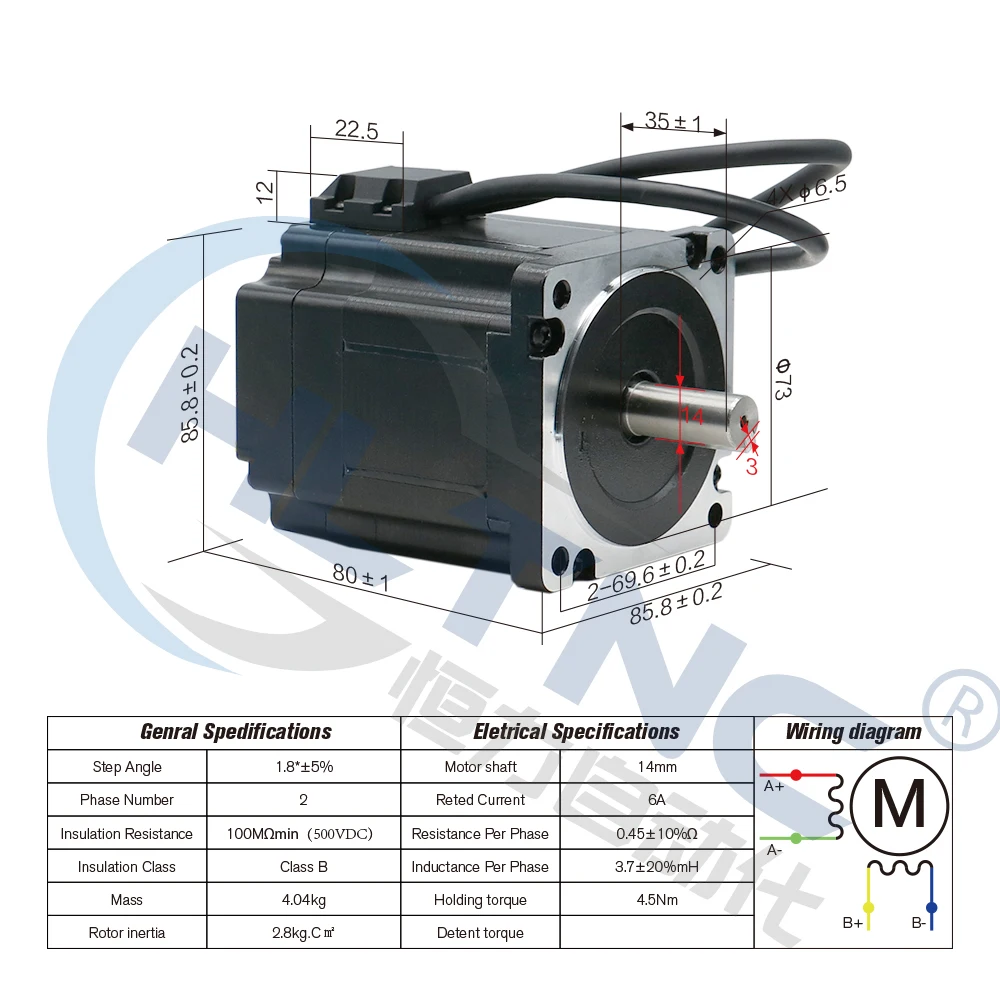 Eu warehouse 4.5N Nema34 close loop servo motor 86HB250-80 DC motor +HBS860H / HBS86 /HSS86 2-phase driver encoder cable for CNC