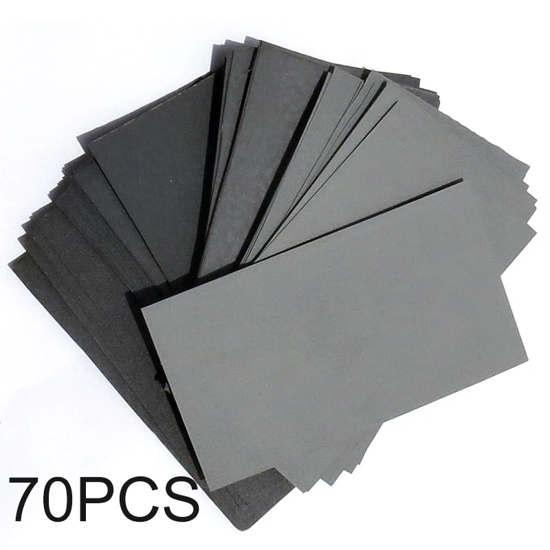 70Pcs Sandpaper Wet/Dry Sanding Paper 600/800/1000/1200/1500/2000/2500 Grit Sand Pad Wood Metal Abrasive Tools