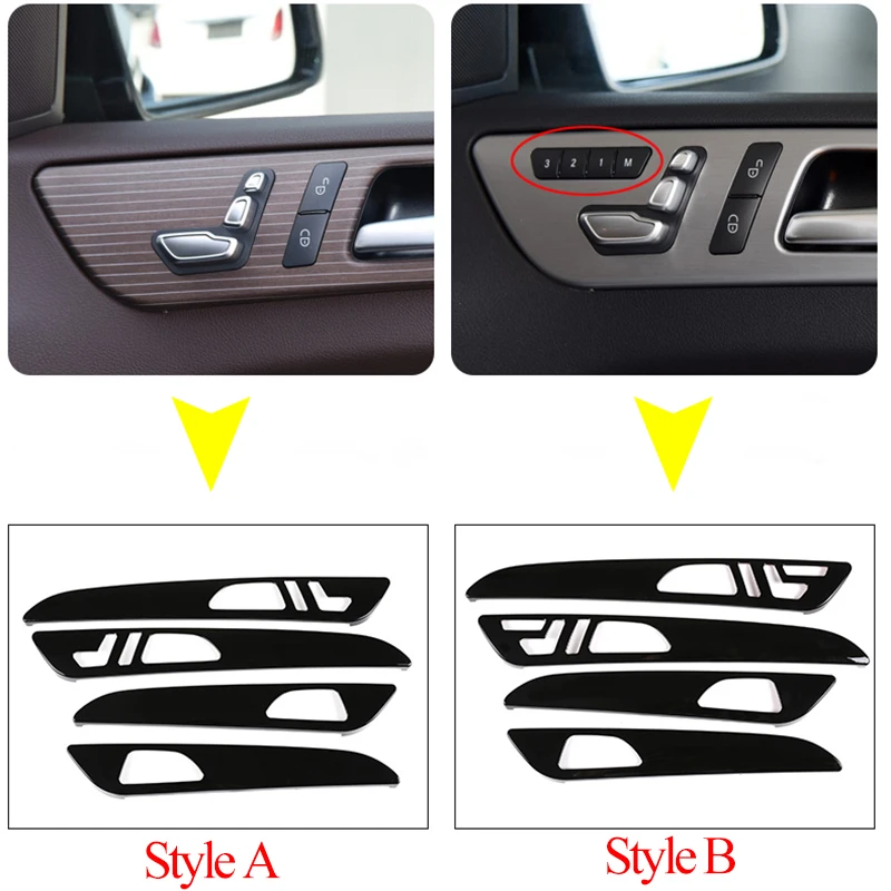 Car Inner Door Decoration Panel Cover Trim ABS Black For Mercedes benz GLE GLS ML GL Class320 400 2012-2019 Interior Accessories