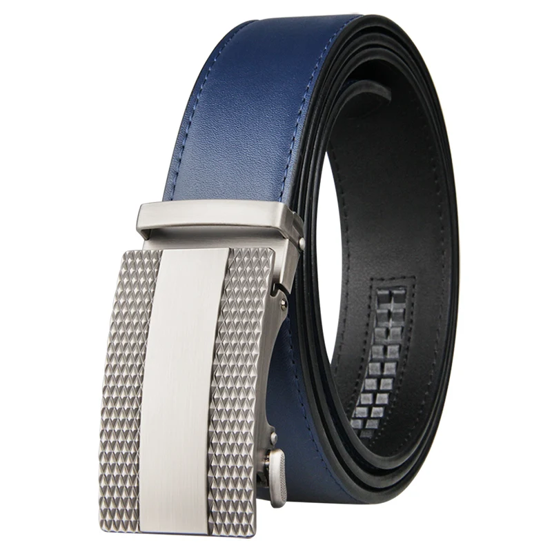 New Brand Belt Men Genuine Luxury Leather Belts for Men Strap Male Metal Automatic Buckle 3.5cm Blue Belt