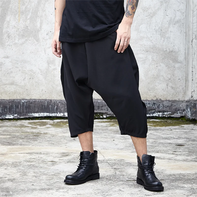 

Men Harun Beat Pants Spring Summer New Personality Hanging Crotch Hairstylist High Street Casual Loose Pants