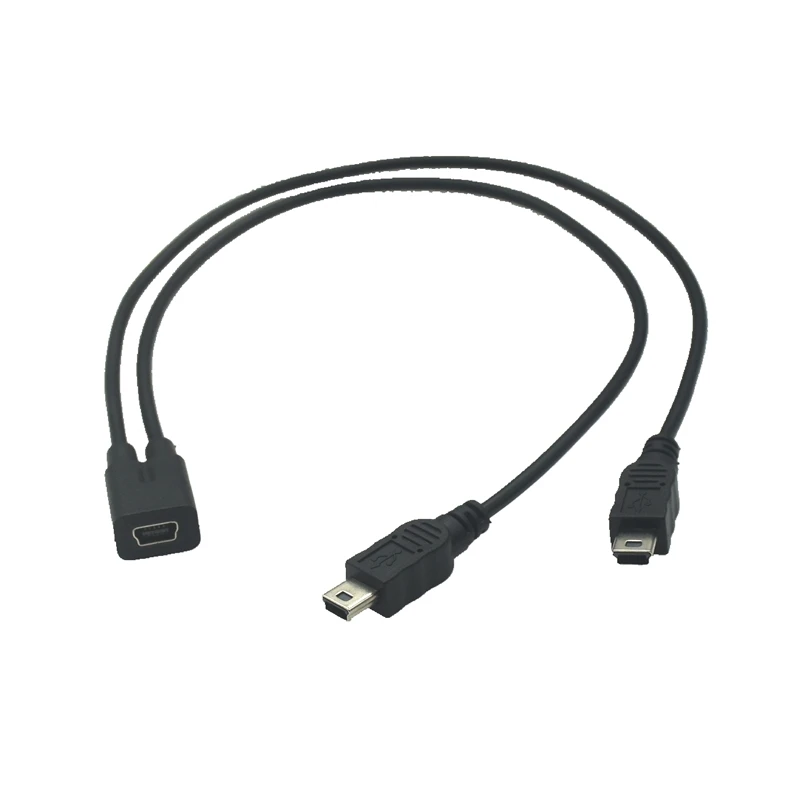 Mini USB 1 to 2 Y Splitter Cable USB 2.0 Mini 5-Pin Female to Double 2 Male Converter High Speed Charging Cable Cord