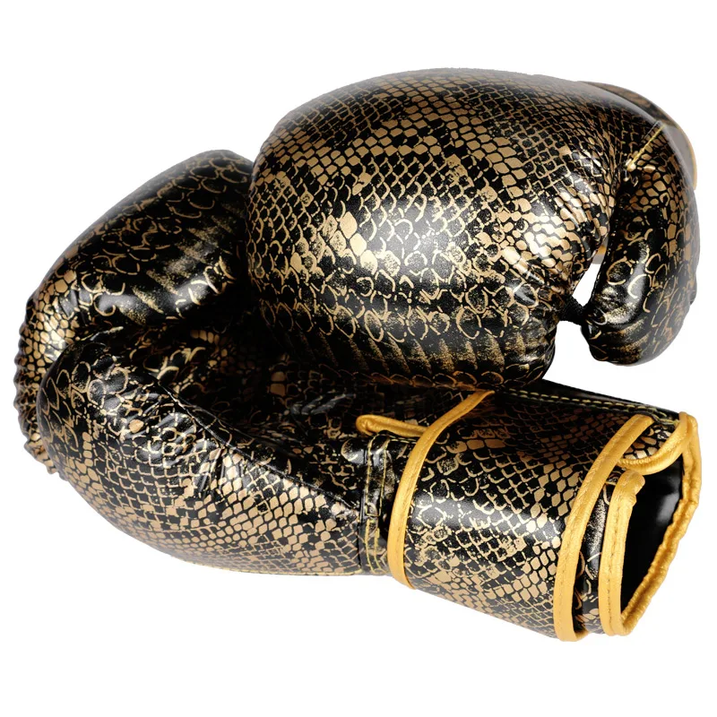 Golden/Silver 8OZ 10OZ 12OZ Adult Men Women Python PU Leather Boxing Gloves Sandbag Mitts Guante DE Boxeo Punching Fitness Glove