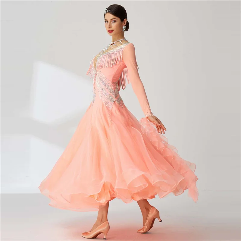 B-2055 New customer competition ballroom dance dress waltz national standard modern dance performance dress for sale