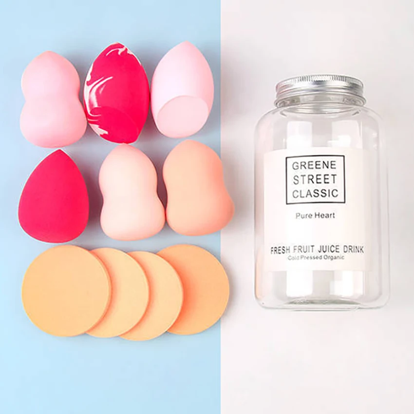 10 Cái/bộ Nhiều Màu Sắc Đựng Mỹ Phẩm Bông Phấn Nền Trang Điểm BB Kem Xốp Bông Đánh Phấn, Chuyên Viên Trang Điểm Chuyên Nghiệp Rung Với Lưu Trữ Bình