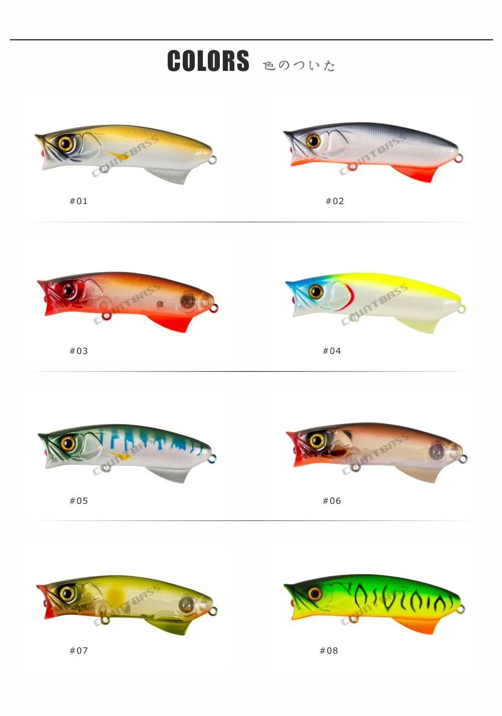 Countbass Topwater Lure 80mm 3-5/32" 12g 27/64 oz. Floating Fishing Hardbait Popper Surface Leurres Plug Wobbler – Detail 6