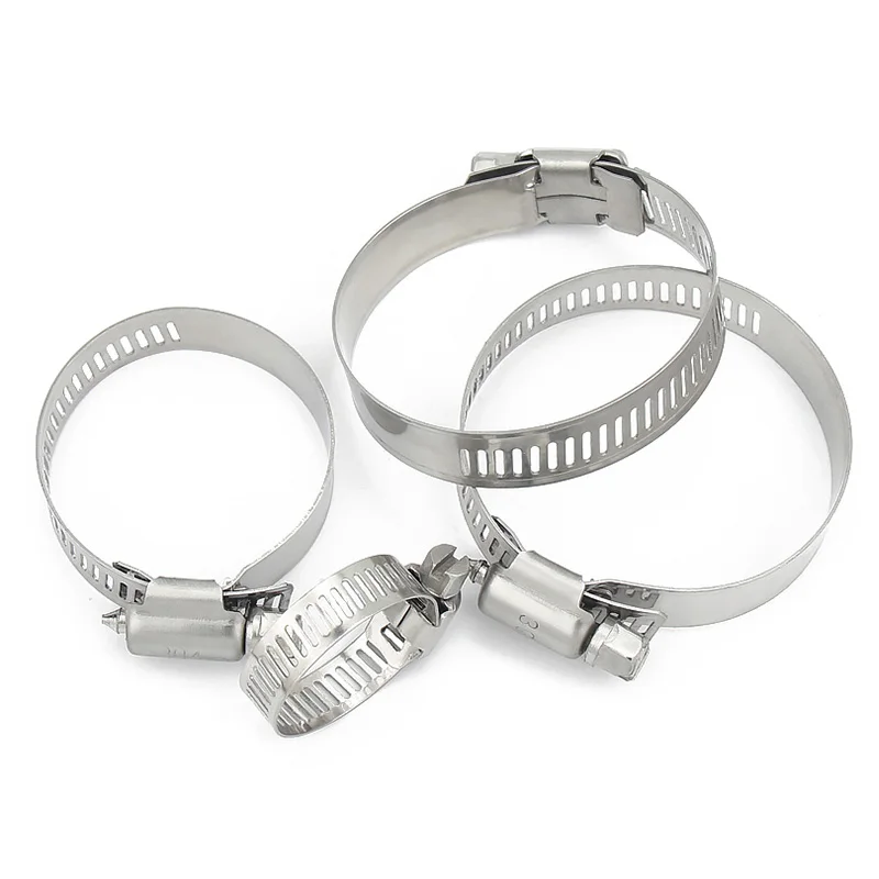 4pcs 304 Stainless Steel Hose Clamp Adjustable 6-12-27-63mm Hose Clip Set for Water Pipe Plumbing Joinery Clamps Welding Tools