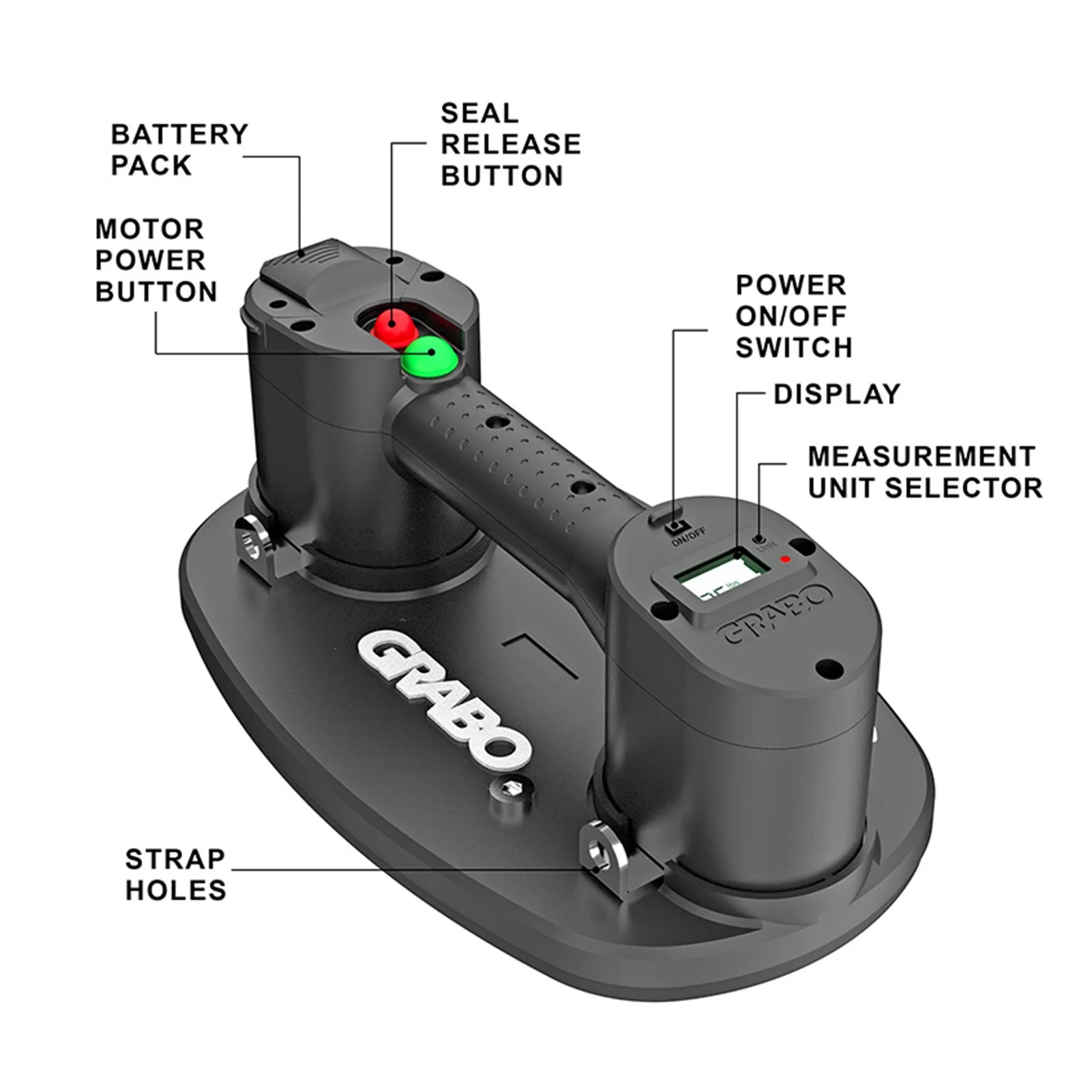 Grabo Pro aspirapolvere elettrico sollevatore a ventosa Granit vetro legno sollevamento a parete a secco con interruttore di spegnimento automatico Display digitale