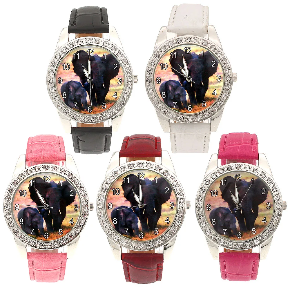 Nuova moda donne in pelle uomini ragazzo ragazze orologi orologio da polso elefante signore braccialetto femminile orologio al quarzo orologio rotondo bambini