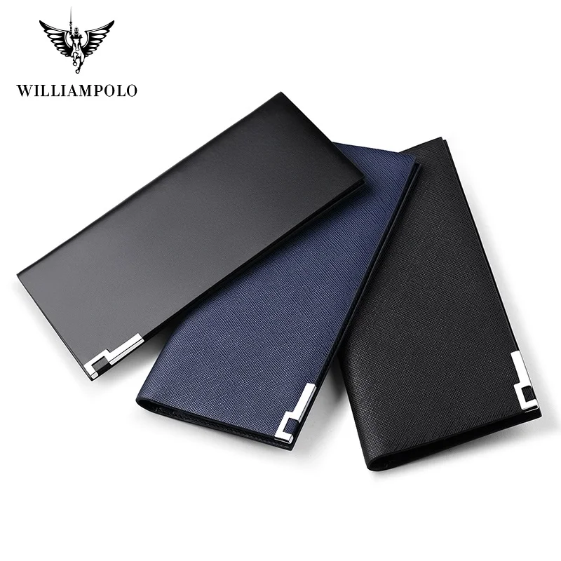 WILLIAMPOLO Men's Wallet Classic Genuine Leather Wallets Ultra-slim Luxury Design Minimalist Style Wallet Purse Card Holder