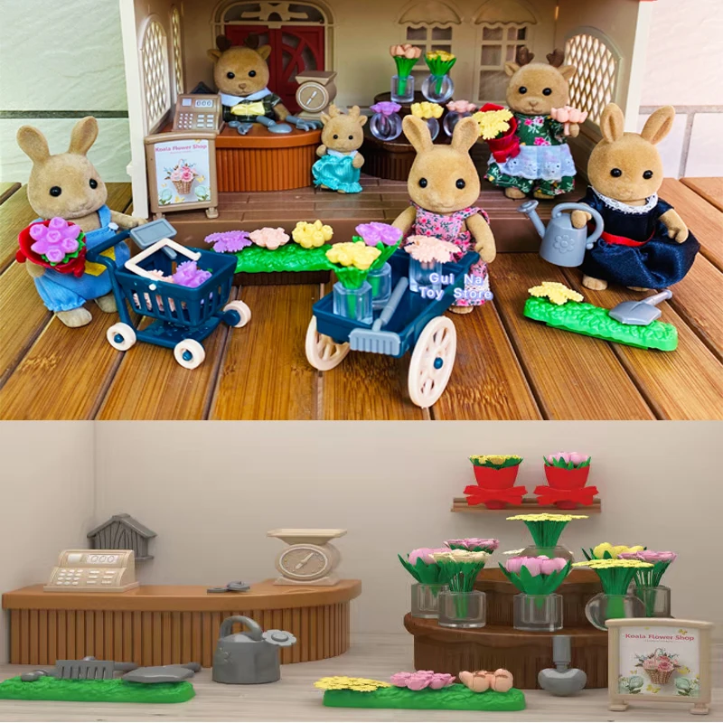 

1/12 Simulation Forest Rabbit Family Dollhouse Accessories Critters Flowers Shop Furniture Accessories Girl Toys Xmas Gifts