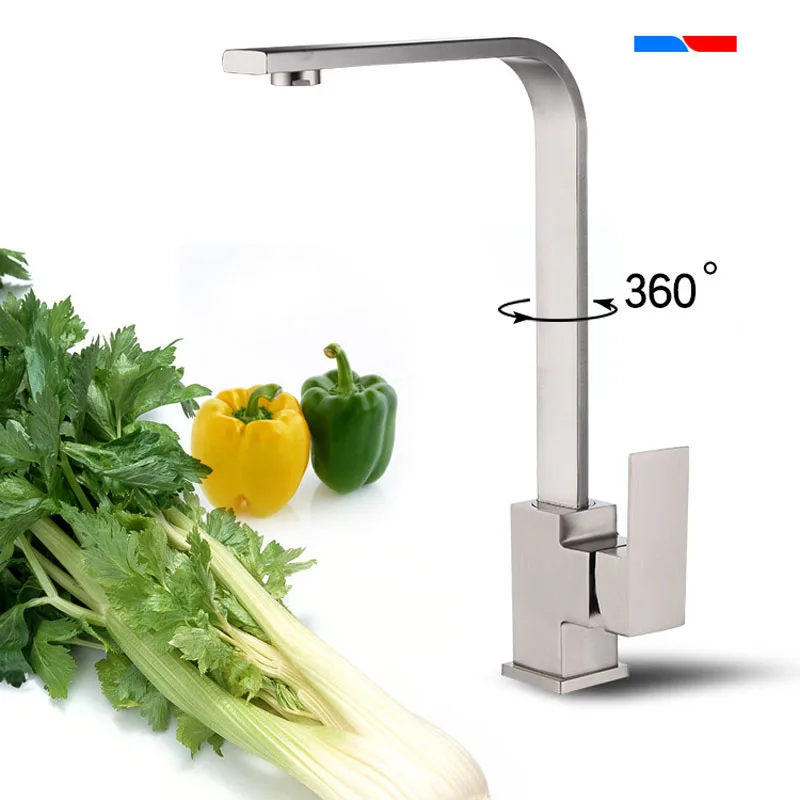 

Brass Kitchen Faucet Silver Faucet 360 Degree Swivel Rotatble Single Handle Vessel Sink Hot and Cold Water Kitchen Tap Torneira
