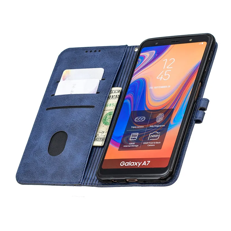 Etui On For Samsung Galaxy A 7 A7 A6 A8 2018 Case Wallet Magnetic Leather Cover SM-A750FN A750 A750F A530 Flip Phone Coque