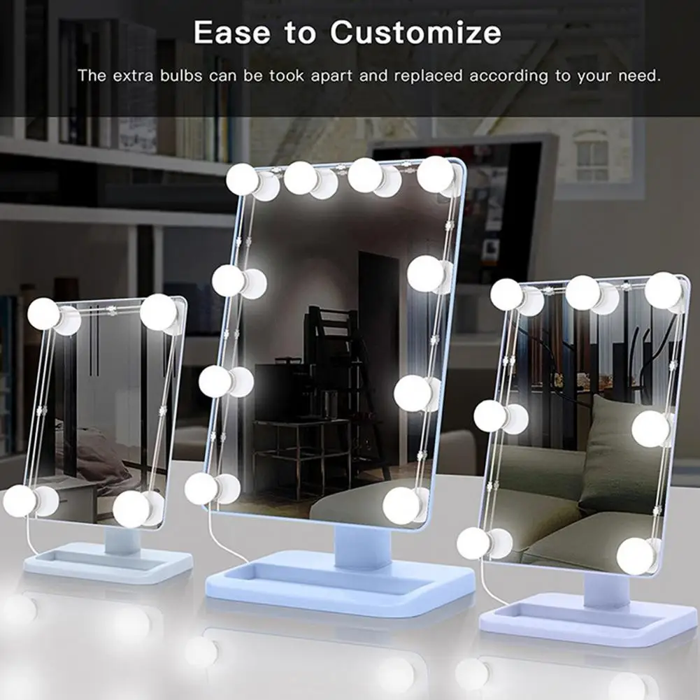 Lampadine a specchio per trucco a LED 1 Set trucco autoadesivo luce uniforme ABS 9 livelli luminosità lampada di riempimento fai-da-te per la casa