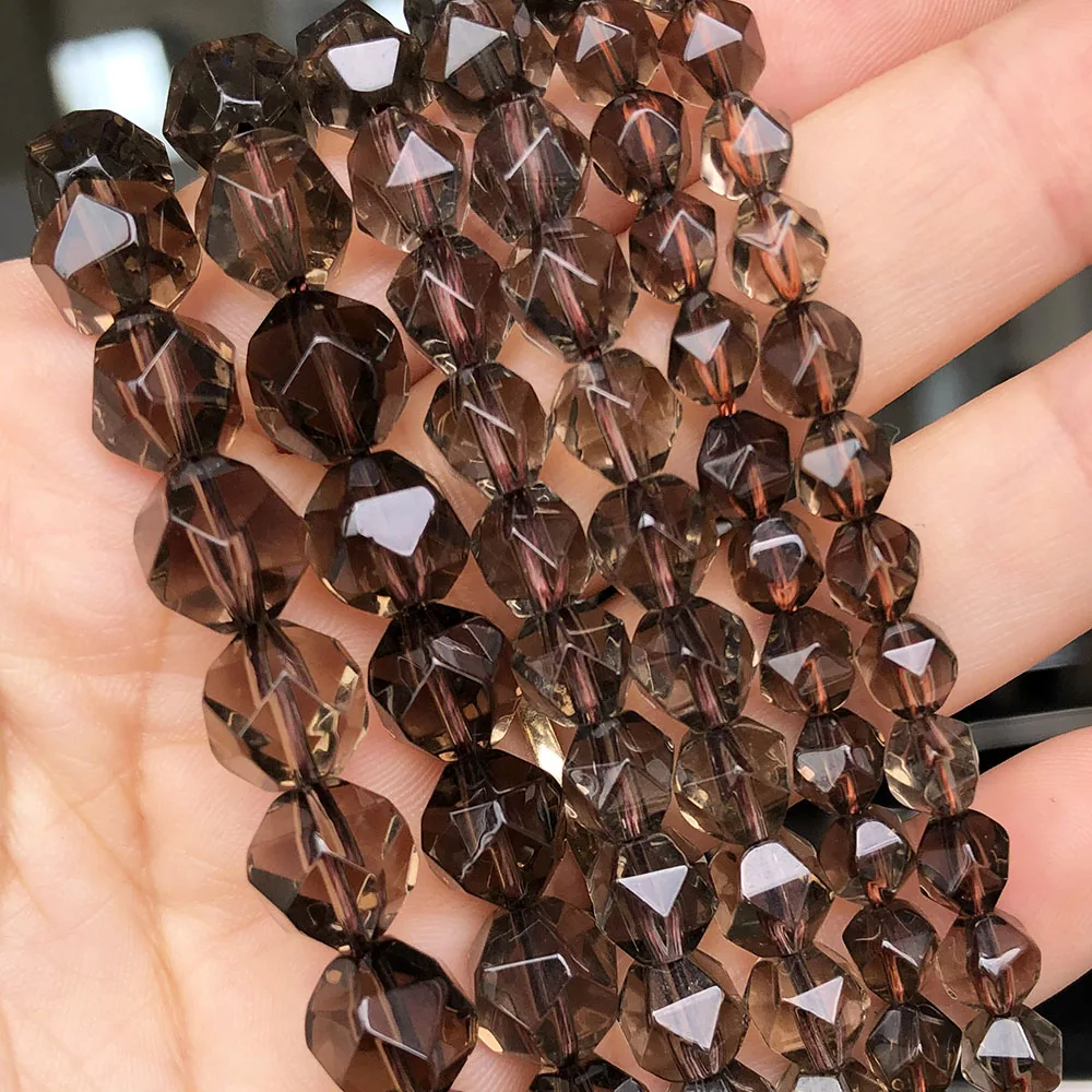 Natural Faceted Smoky Quartzs Stone Beads Round Loose Spacer Beads For Jewelry Making DIY Bracelet Accessories 15'' 6 8 10mm