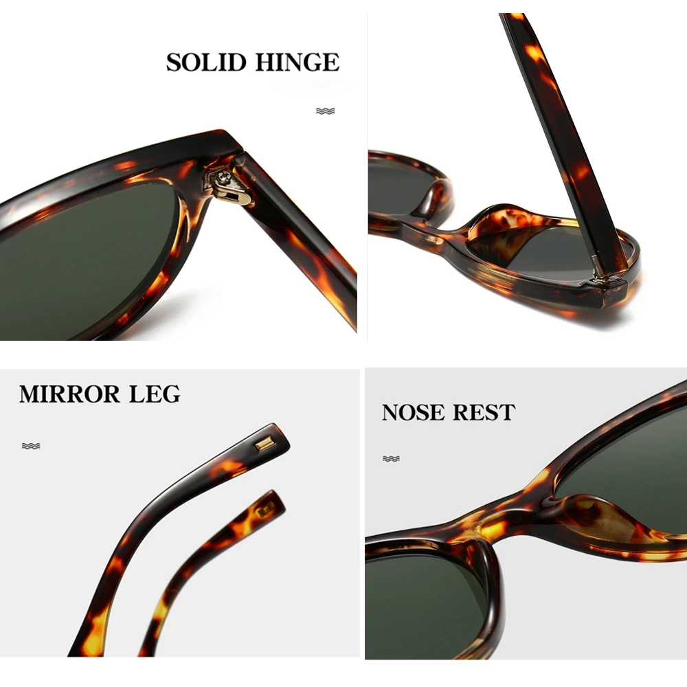 VIVIBEE 2024 Cat Eye Sunglasses Women Leopard Frame Retro Cateye Summer Jasper Green Lens Vintage Female Small Sun Glasses