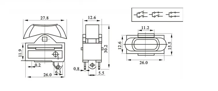 Original new 100% SR-68-2 blower cold and hot air duct accessories rocker switch 3pin 3 gear 10.1A250V 16A125V