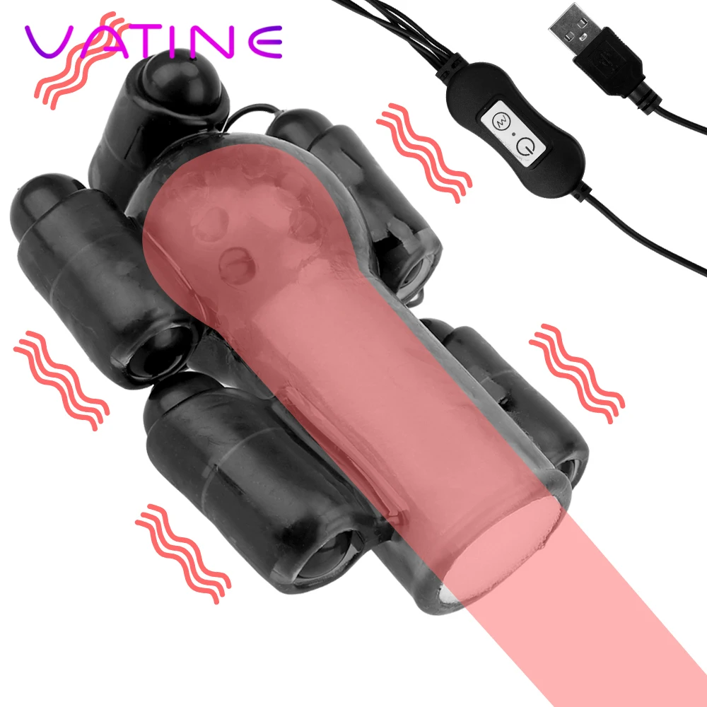 VATINE Glans Vibrator Male Masturbation Penis Massager Male Delay Ejaculation Lasting Penis Trainer Adult Sex Toy Vibro Ring