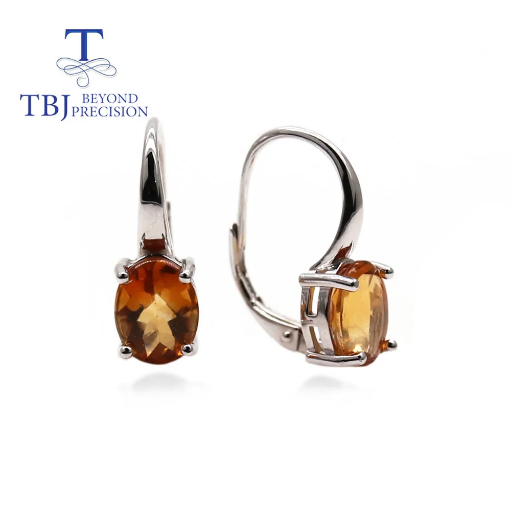 2026,Natural buff top citrine oval 7*9mm gemstone earrings 925 sterling silver simple design Suitable for daily wear