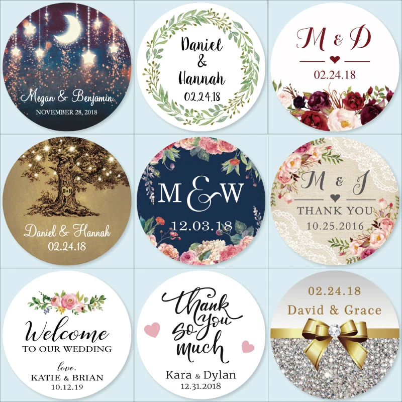 100PCS custom stickers/Wedding Stickers printed LOGO transparent clear adhesive round label Gift Tags Party Decorations paper