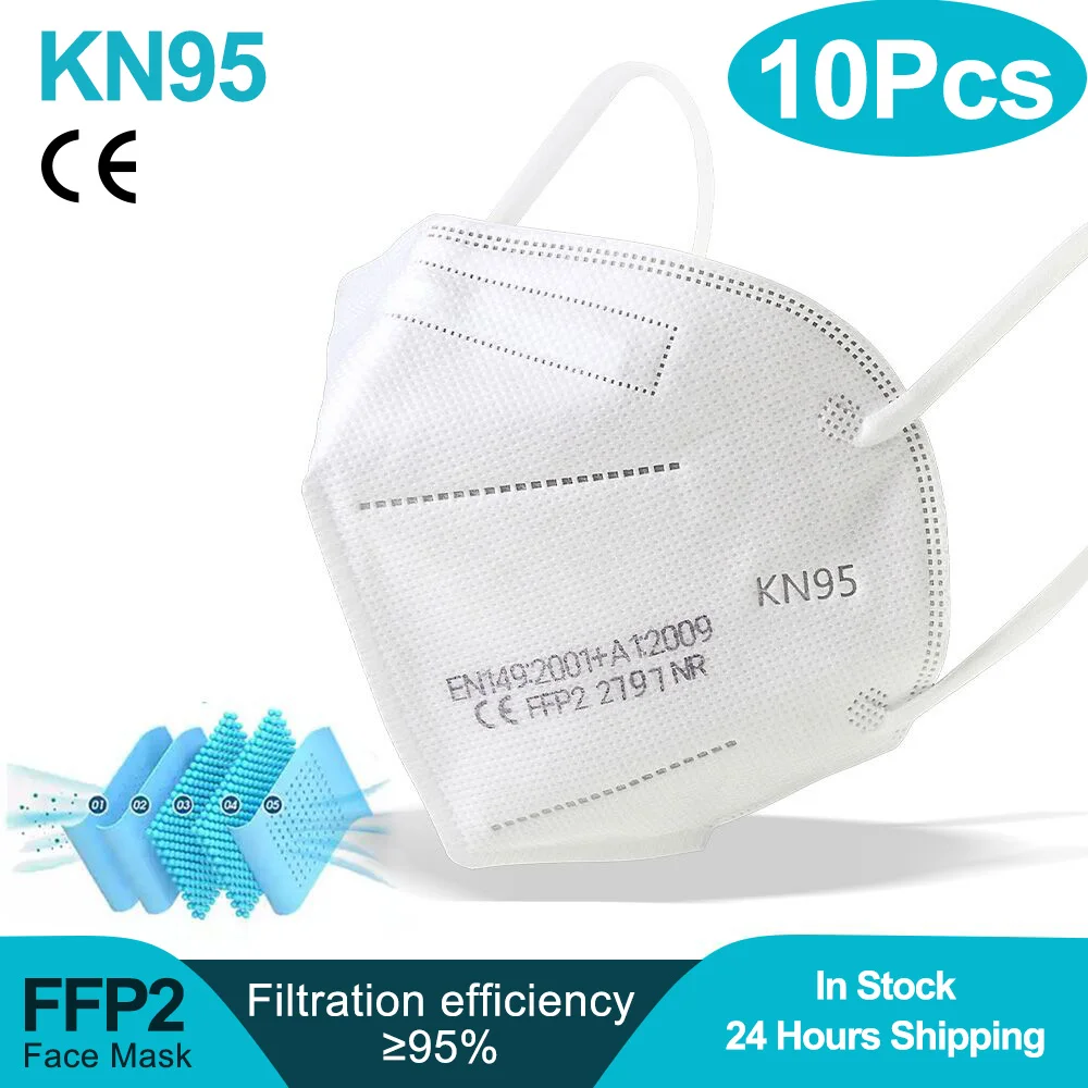 

10PCS FFP2 Face Mask KN95 facial Mask Dustproof Anti-fog Mouth Cover Safety Respirator Protective Mask Nonwoven Masks mascarilla