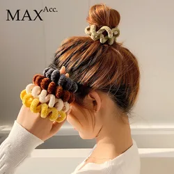 AccMax Winter Furry Chenille Telephone Wire Hair Tie Large Size Spiral Shape Rubber Elastic Hair Band Women Accessories