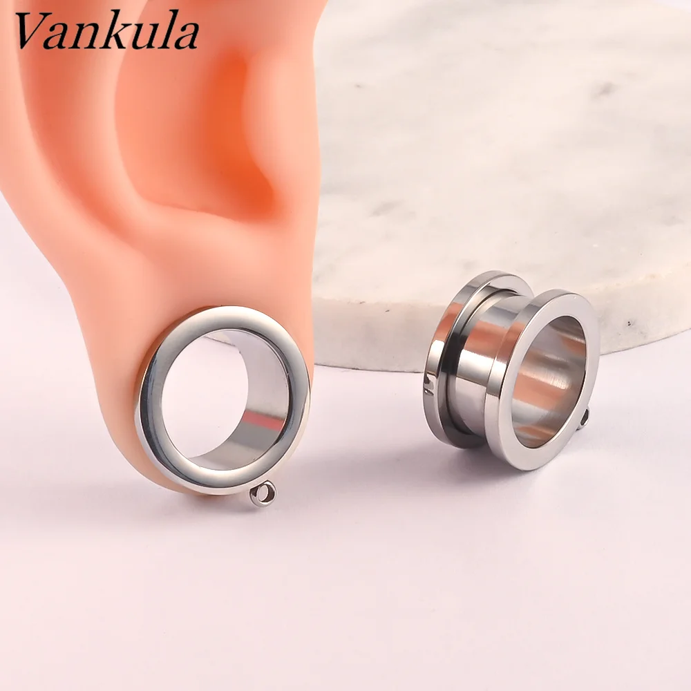 Vankula 2PCS 316L Stainless Steel Ear Plugs Body Piercing Screw Tunnels Stretchers Fashion Jewelry Earrings Expander For Gift