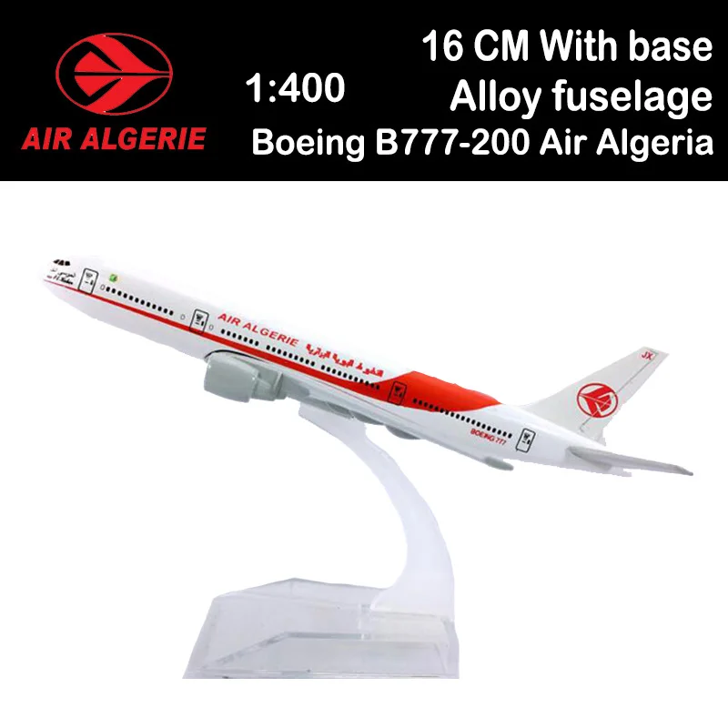 16CM 1:400 Boeing B777-200 Model Air Algeria Airlines Base Alloy Metal Aircraft Plane Airliner Display Adult Boys Kid Collection