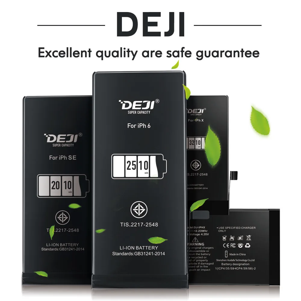 DEJI for iphone 5S SE 6 6S 6P 7 7P 8 8P X XS MAX 11 11 pro battery higher capacity original Lithium material bateria