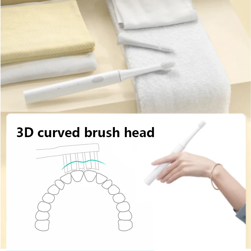 For Xiaomi T100 1-3 Pieces Suitable  Sonic Electric Toothbrush Cleaning/health/soft Vacuum DuPont Replacement Brush Head