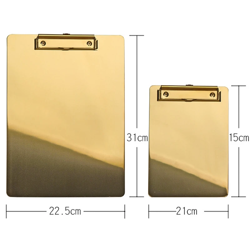 1PC Gold Metal A5 B5 A4 Writing Sheet Pad Clipboard Menu Data File Storage Folder for Office File Memo Writing Pad