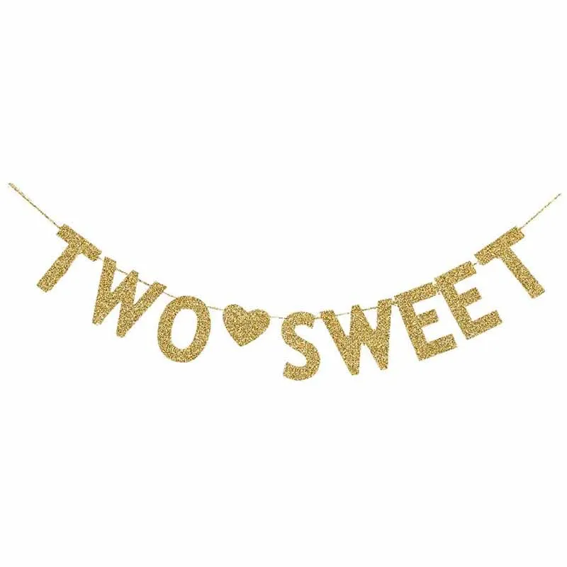 Two Sweet Banner Baby Girl's Boy's 2nd Birthday Party Twins Baby Shower Party Supplies