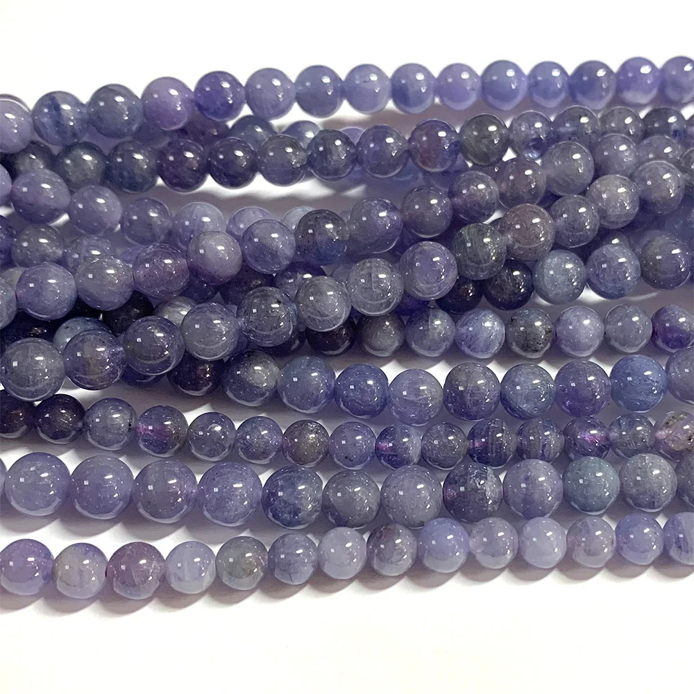 Veemake Tanzanite Natural Stones Crystal Charms Gemstones DIY Necklace Bracelets Earrings Round Beads For Jewelry Making 07145