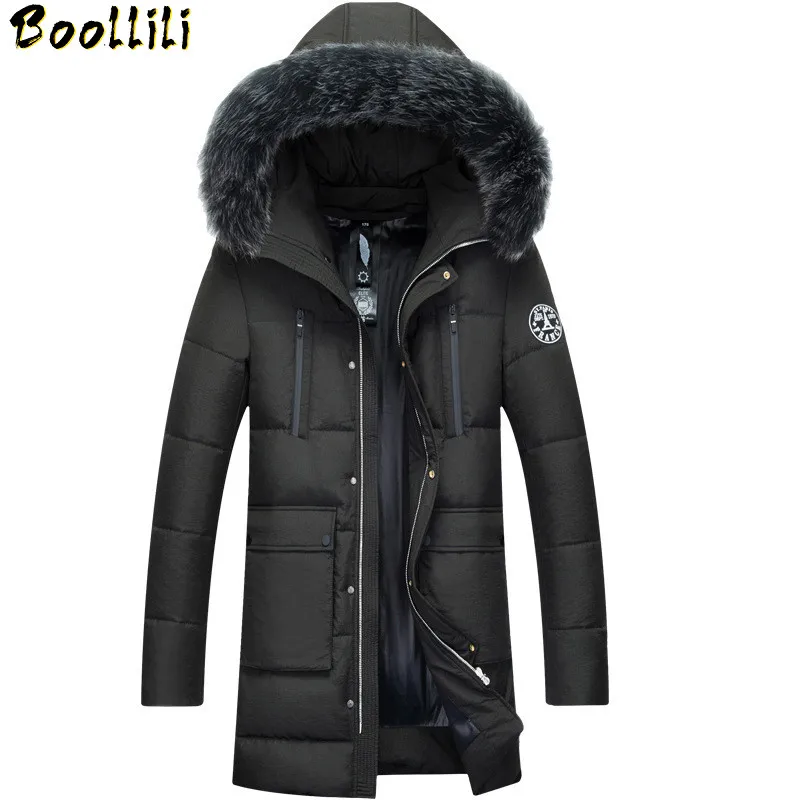 

New Boollili 2023 Winter Jacket Men Fur Collar Hooded Parkas Gery Duck Down Jackets Padded Warm Men's Coat Chaqueta Hombre